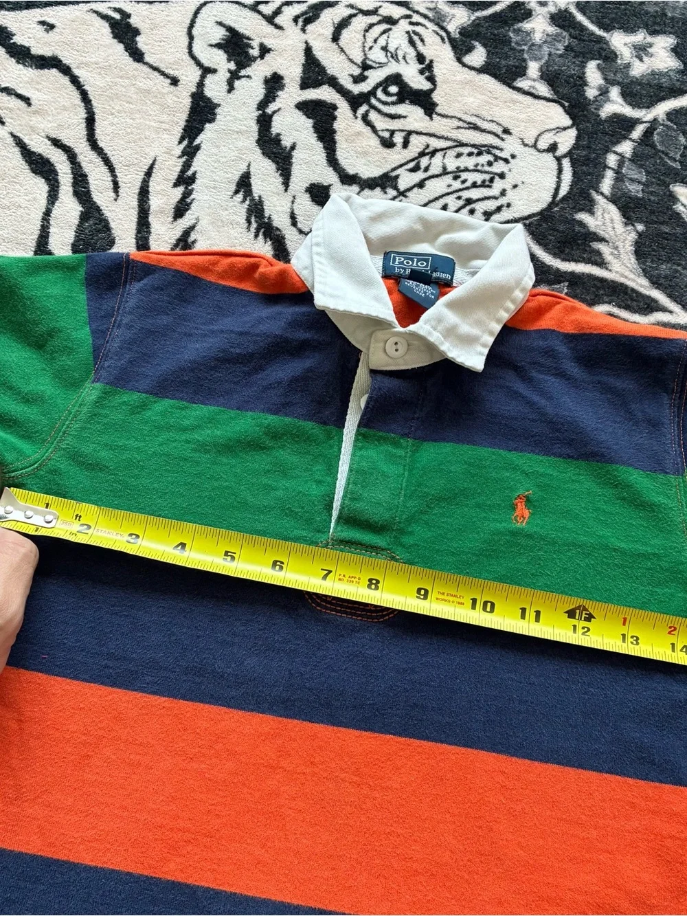 008 - YOUTH SIZE 6 POLO RALPH LAUREN RUGBY LONG SLEEVE STRIPPED SHIRT